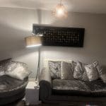 DFS plush velvet 4-seater and cuddle chair