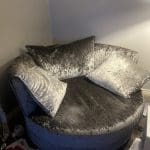 DFS plush velvet 4-seater and cuddle chair