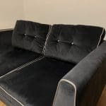 2 seater dark grey velvet sofa