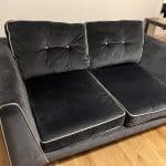 2 seater dark grey velvet sofa