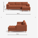 L shape velvet right hand corner sofa