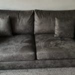 Suede charcoal large sofa and cosy chair