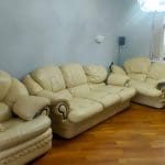 Real Leather sofas, 4 set, seats 7, one reclining