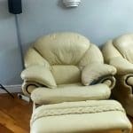 Real Leather sofas, 4 set, seats 7, one reclining