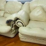 Real Leather sofas, 4 set, seats 7, one reclining
