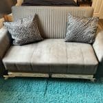 Comfort Meets Functionality! Grey 2-Seater Sofa Bed with Storage + Cushions 🛋️