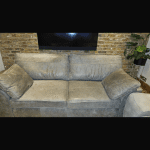 Next Stamford Antiqued Grey Leather Large Sofa and Cuddle Chair