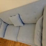 Two seater fabric sofa in blue