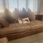 Alan Ward large brown leather/fabric settee