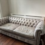 Beautiful grey leather chesterfield needs a new home!