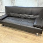 3 Seater Sofa convertible bed, Brown Faux Leather