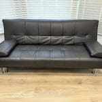 3 Seater Sofa convertible bed, Brown Faux Leather