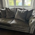 Two Country living Loch Leven Pillow Back 3-Seater Sofas and Large Button Footstool