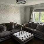 Two Country living Loch Leven Pillow Back 3-Seater Sofas and Large Button Footstool