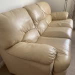 3 seater + 1 seater leather Sofa , Beige colour