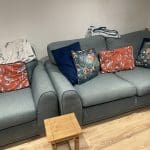 Teal 3 seater sofa and armchair