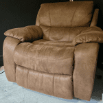 Two Brown Suede Reclining Armchairs