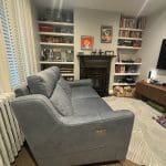 Leather Sofa - Custom John Lewis Elevate Electric Recliner - Showroom Condition