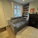 Leather Sofa - Custom John Lewis Elevate Electric Recliner - Showroom Condition