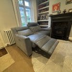 Leather Sofa - Custom John Lewis Elevate Electric Recliner - Showroom Condition