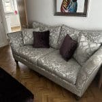 Like new Furniture Village Duresta silver and Purple sofa