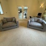 Sofa / Cuddler Chairs (blue/grey) x 2