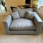 Sofa / Cuddler Chairs (blue/grey) x 2