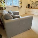 Sofa / Cuddler Chairs (blue/grey) x 2