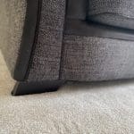 SCS grey 3 seater sofa with black leather arms