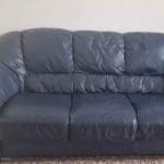 Navy blue leather sofa
