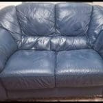 Navy blue leather sofa