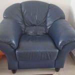 Navy blue leather sofa
