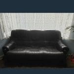 2 brown leather sofas oak handles