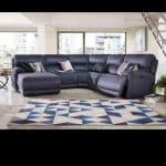 Cinema Fabric Corner Chaise Power Sofa + foot stool