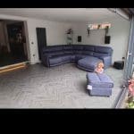 Cinema Fabric Corner Chaise Power Sofa + foot stool