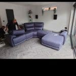 Cinema Fabric Corner Chaise Power Sofa + foot stool