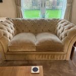 BEAUTIFUL 2 SEATER FABRIC CHESTERFIELD BEIGE