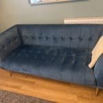 Harita 3 seat teal velvet sofa