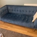Harita 3 seat teal velvet sofa