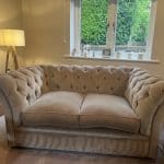 BEAUTIFUL 2 SEATER FABRIC CHESTERFIELD BEIGE