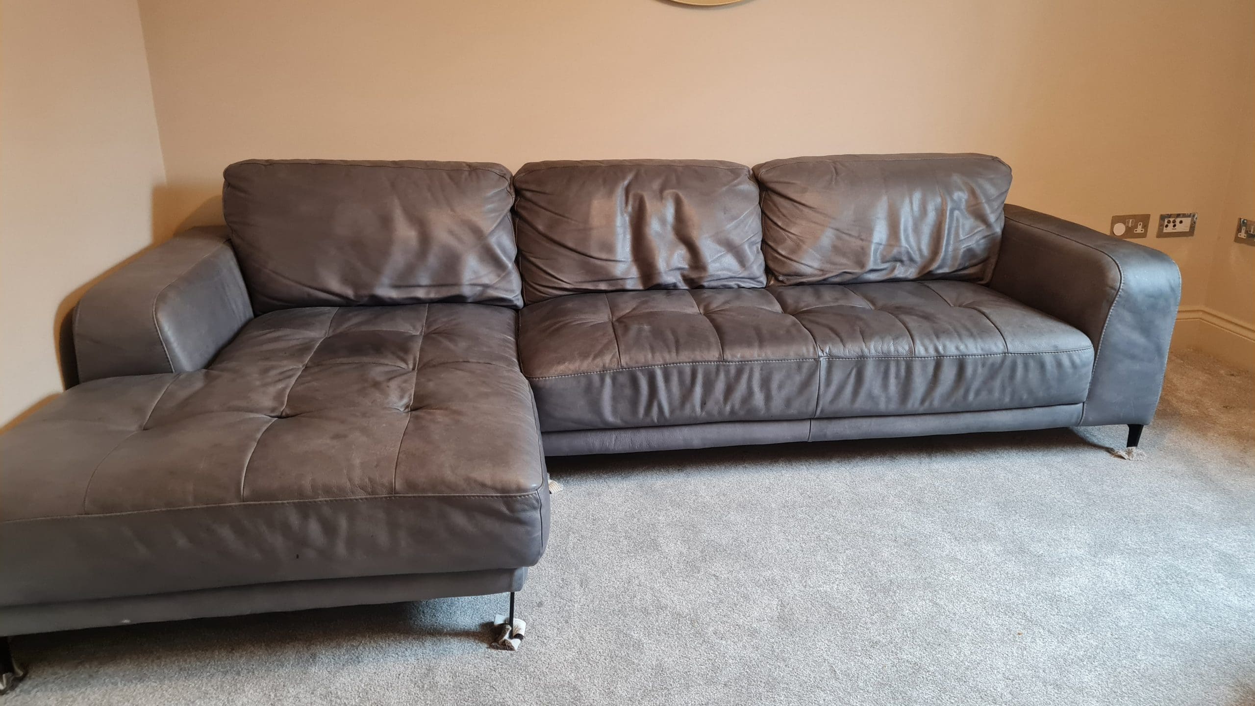 LUCIANO LEFT Hand Facing Chaise End Corner Sofa LEFT Hand Grey Leather Sofalistic The Sofa Marketplace buy and sell preloved sofas nationwide