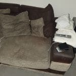 4 seat, L shaped Brown Sofa