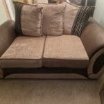 Pair of DFS brown/dark brown sofas, 2 & 3 seater