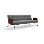 Innovation Living Clubber Sofa Bed 3 seater Chrome, Grey with Walnut veneer arms