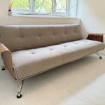 Innovation Living Clubber Sofa Bed 3 seater Chrome, Grey with Walnut veneer arms