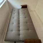 Innovation Living Clubber Sofa Bed 3 seater Chrome, Grey with Walnut veneer arms