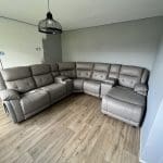 Lay-Z-Boy Corner Leather Sofa - Grey