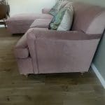 Made L shape sofa bed - Dusky Pink Suede
