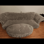 Dfs brown Chicago sofa with large foot stool