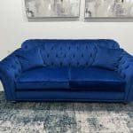 Costco Bordeaux Button Back Velvet 3 Seater, Royal Blue